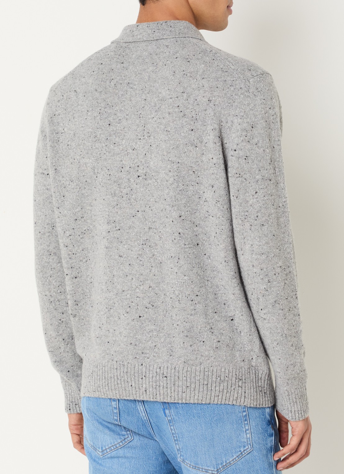 Gant Fijngebreide pullover in wolblend met polokraag - achterkant 3 grijsmele