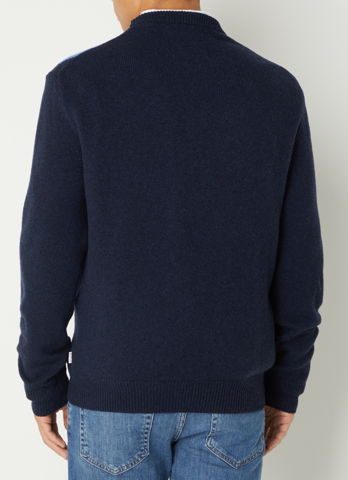 Gant Fijngebreide pullover in wolblend met ruitdessin - achterkant donkerblauw