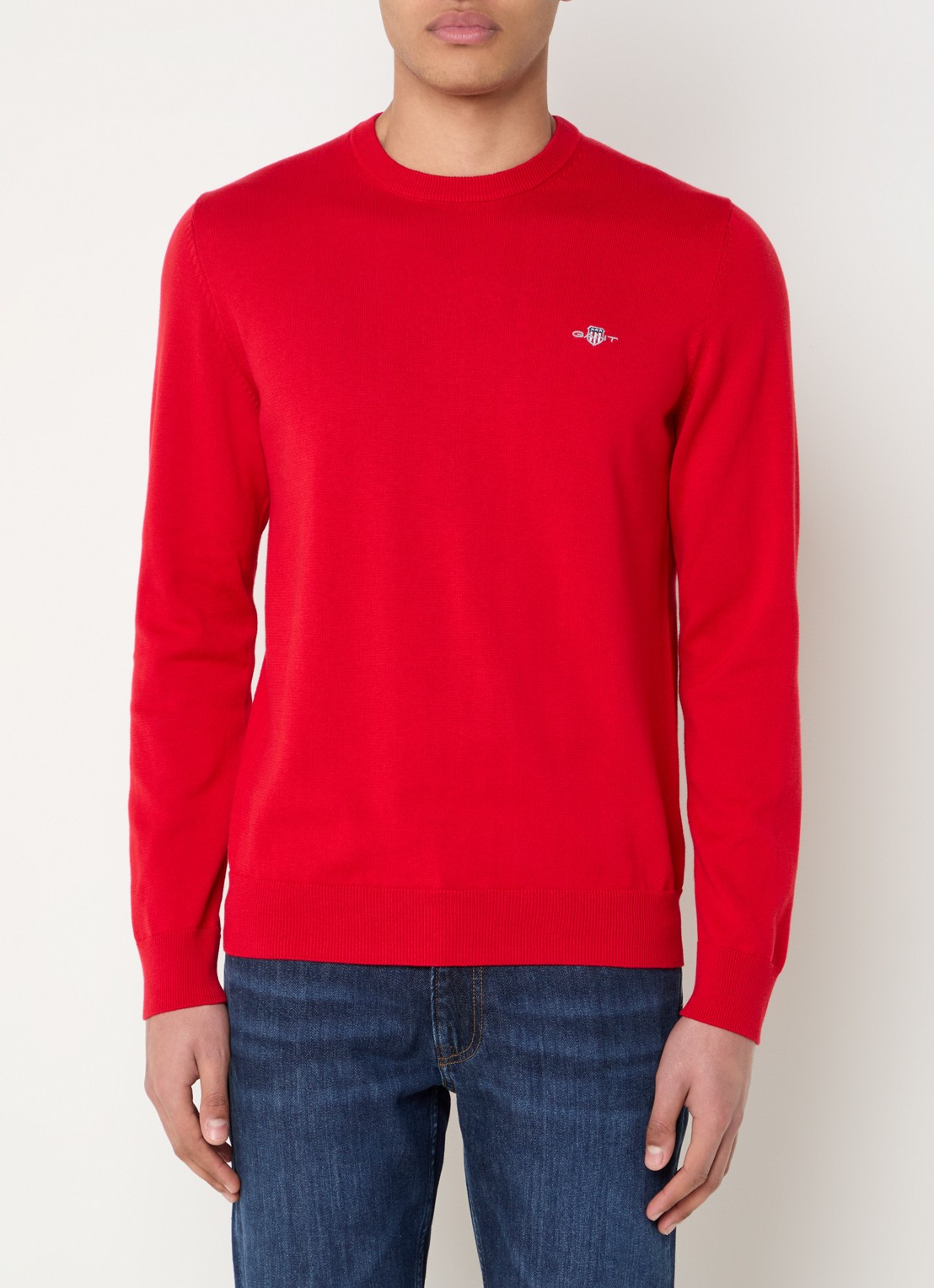 Gant Fijngebreide pullover met logo - detail 4 rood