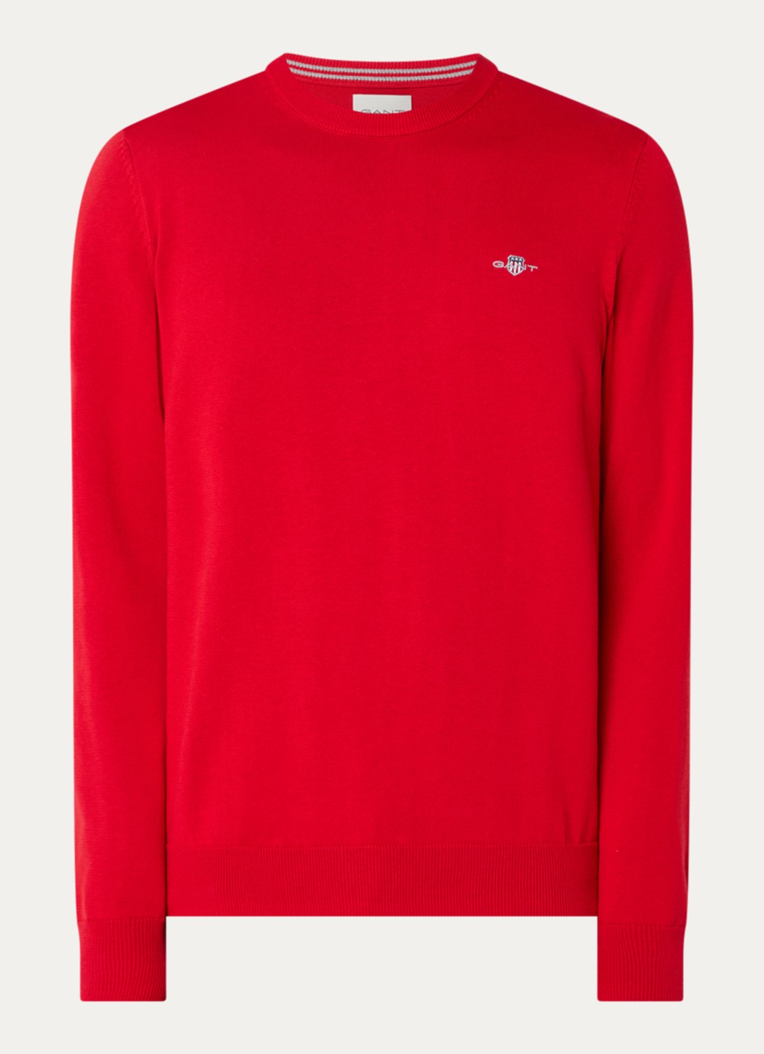 Gant Fijngebreide pullover met logo - voorkant rood