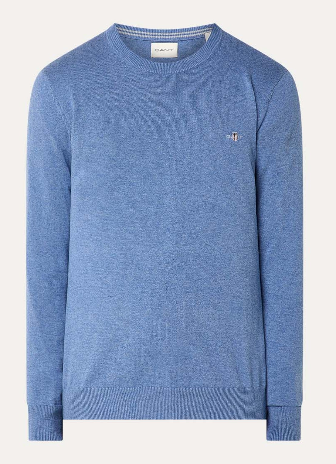 Gant Fijngebreide pullover met logo - voorkant blauw