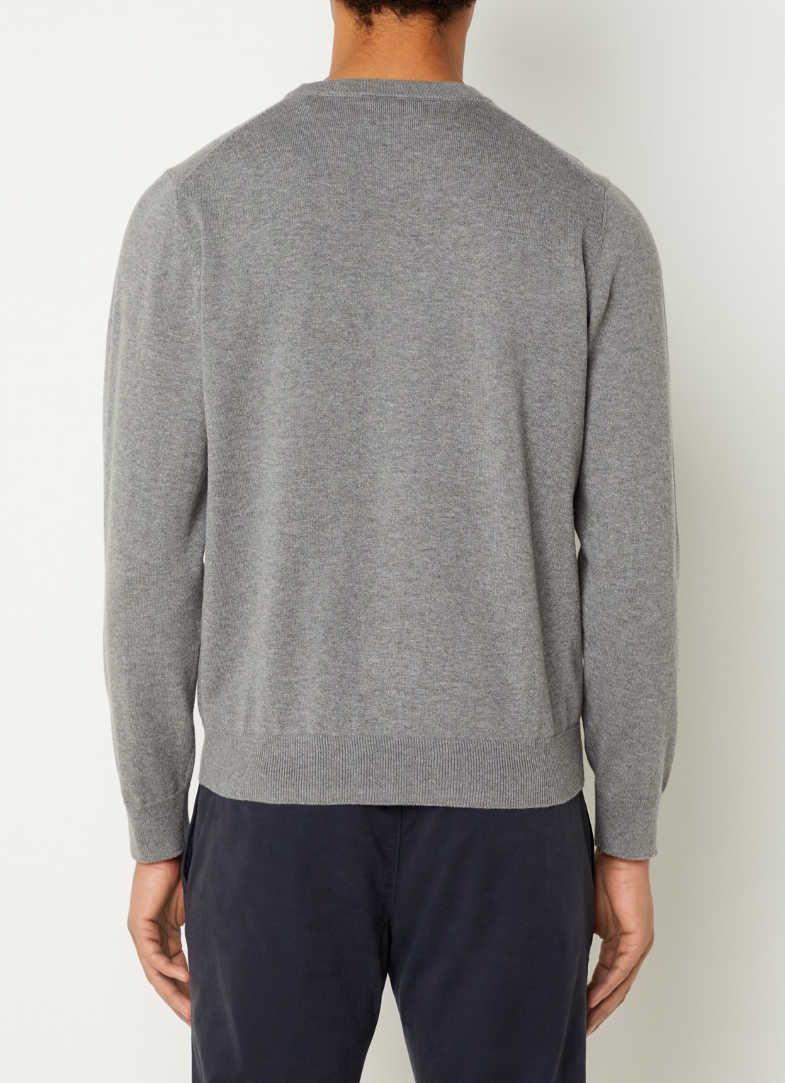 Gant Fijngebreide pullover met logoborduring  - achterkant 2 grijs