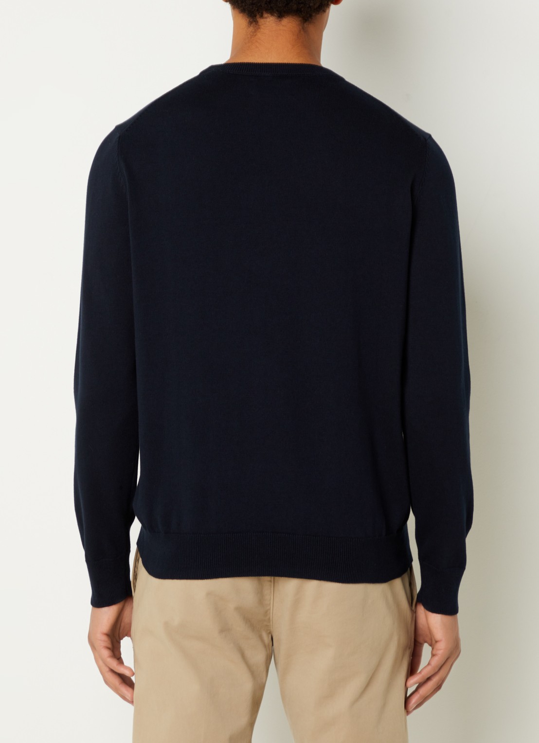 Gant Fijngebreide pullover met logoborduring  - achterkant 4 donkerblauw