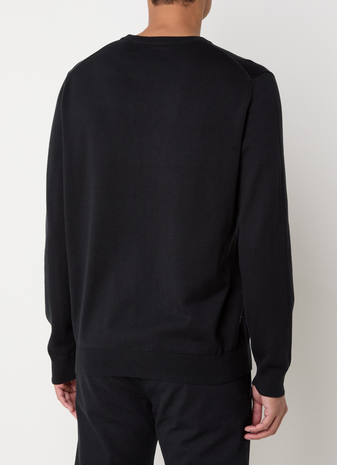 Gant Fijngebreide pullover met logoborduring - achterkant 3 zwart
