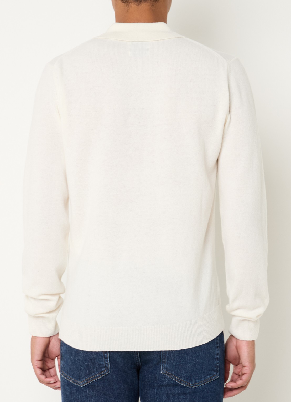 Gant Fijngebreide pullover met polokraag en logoborduring - achterkant 4 gebroken wit