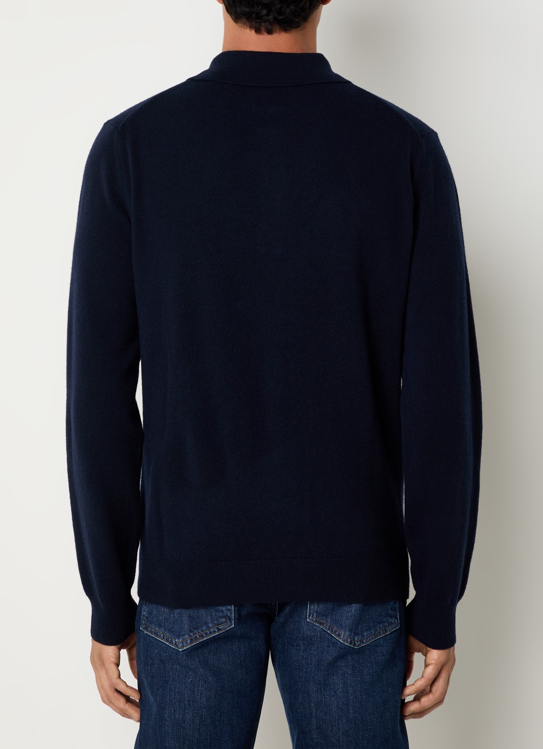 Gant Fijngebreide pullover met polokraag en logoborduring - achterkant 4 donkerblauw