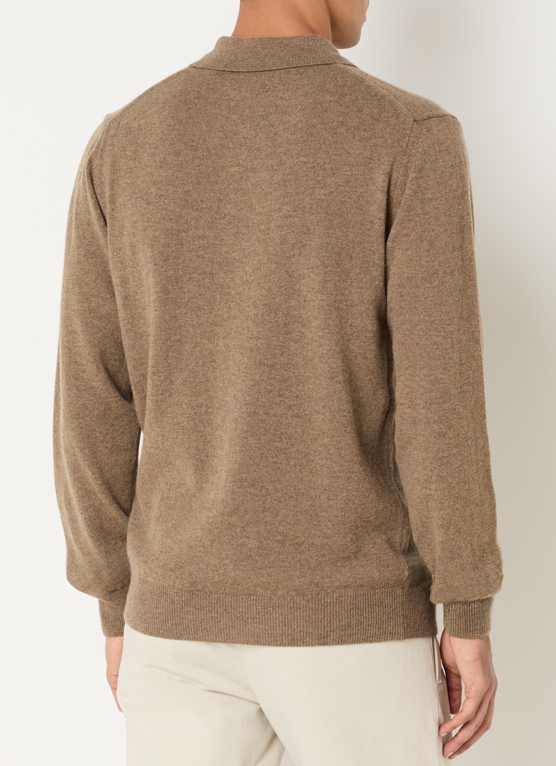 Gant Fijngebreide pullover van lamswol met logoborduring - achterkant 2 bruin
