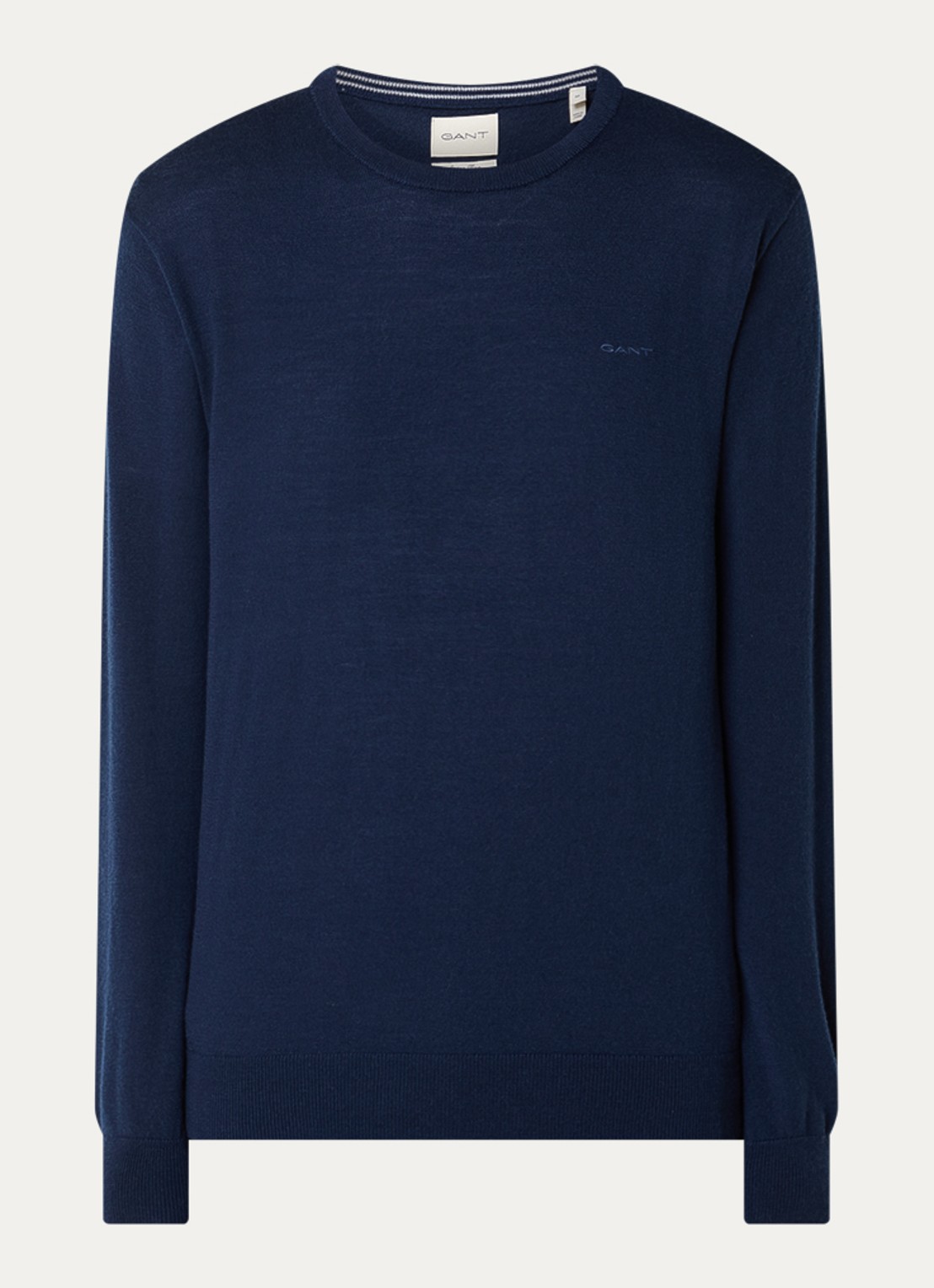 Gant Fijngebreide pullover van merino wol - voorkant donkerblauw