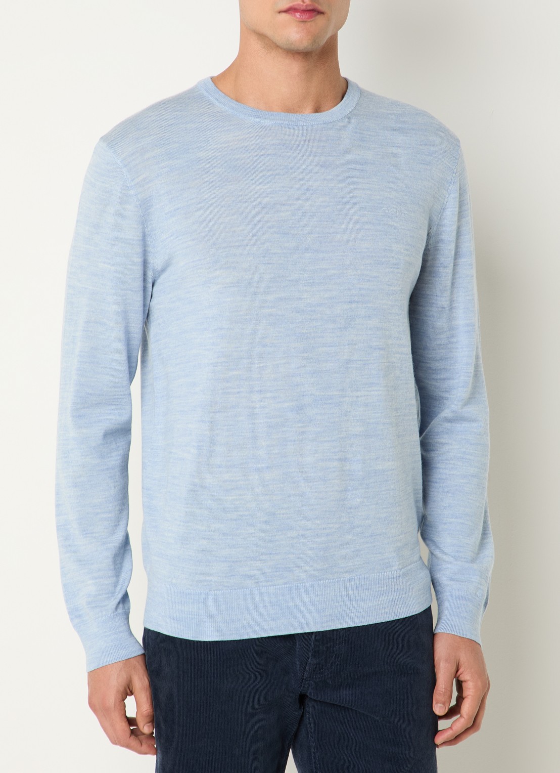 Gant Fijngebreide pullover van merino wol - detail 4 lichtblauw