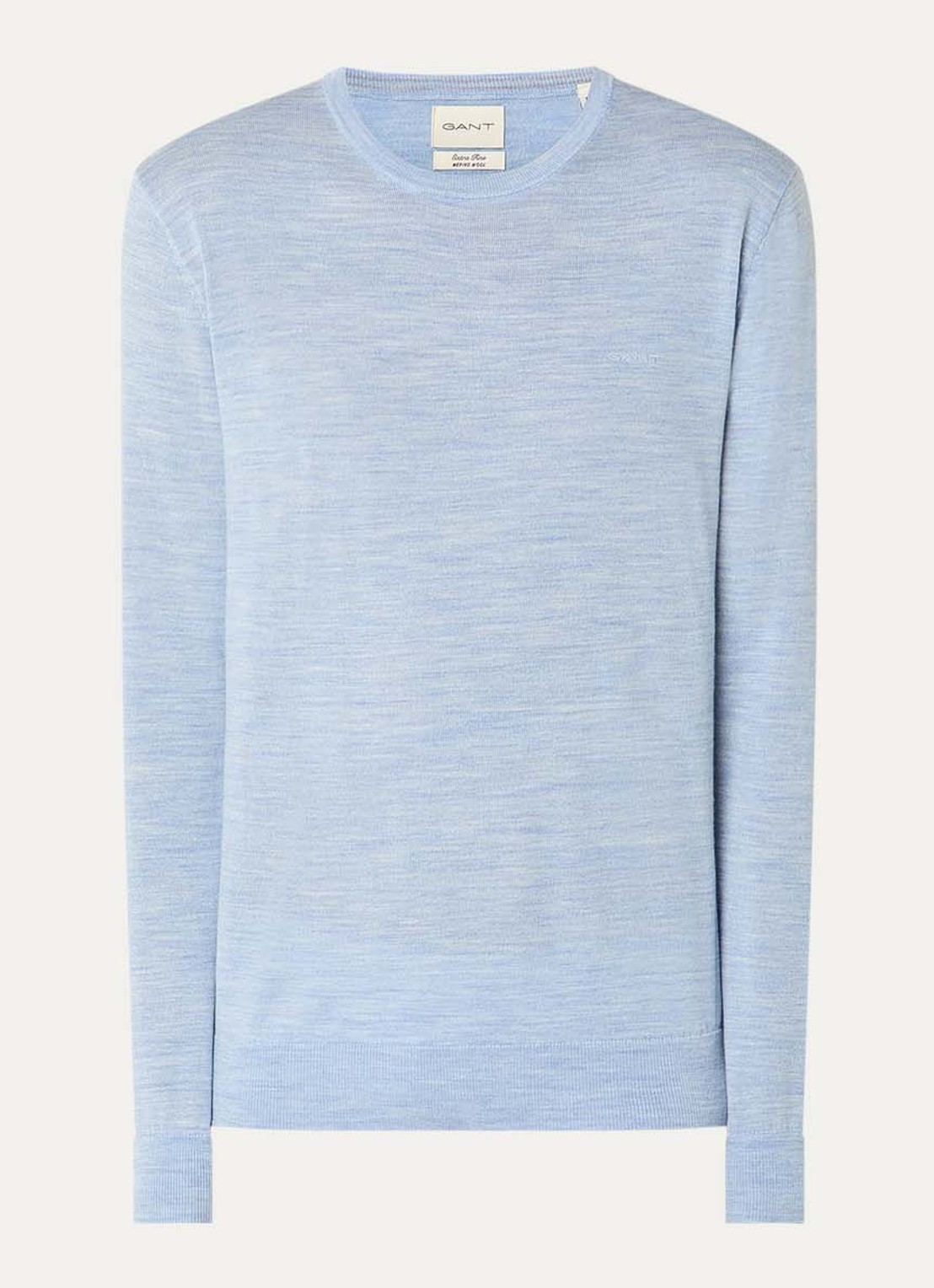 Gant Fijngebreide pullover van merino wol - voorkant 2 lichtblauw