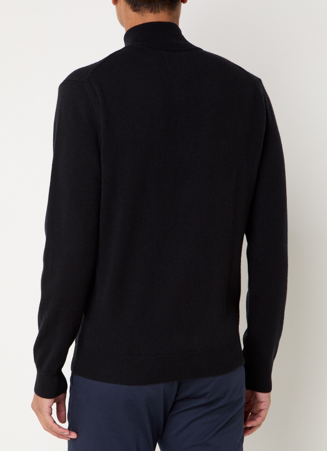 Gant Fijngebreide pullover van wol met halve rits - achterkant zwart