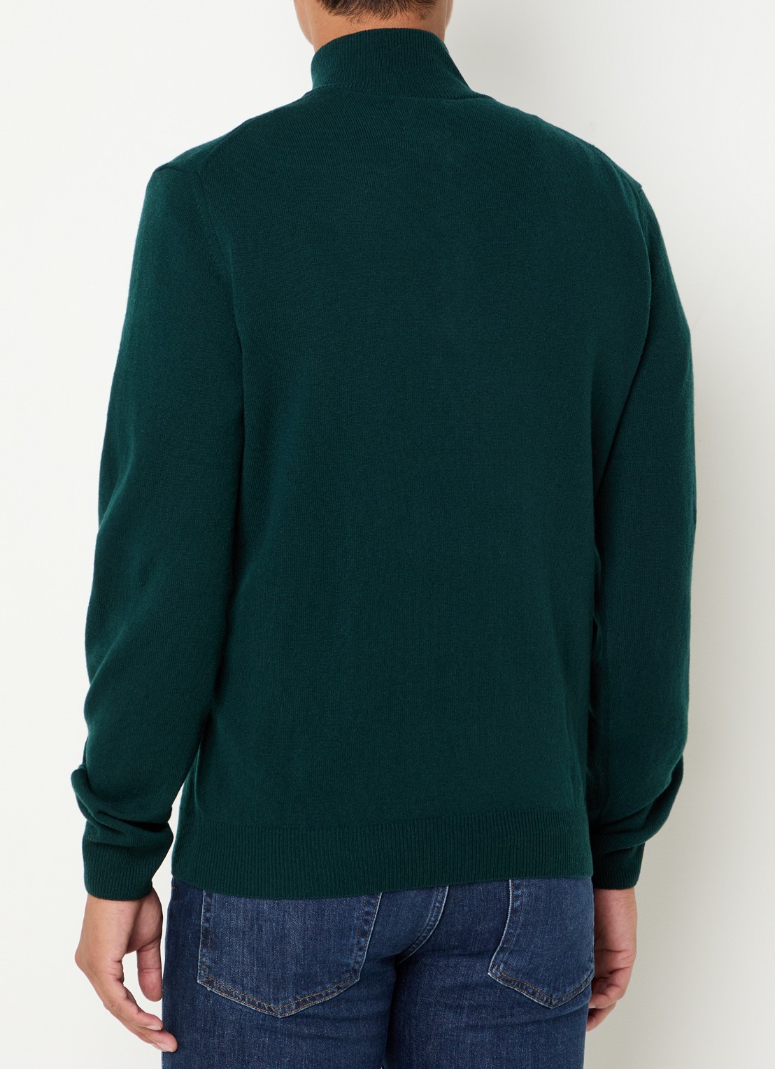 Gant Fijngebreide pullover van wol met halve rits - achterkant groen