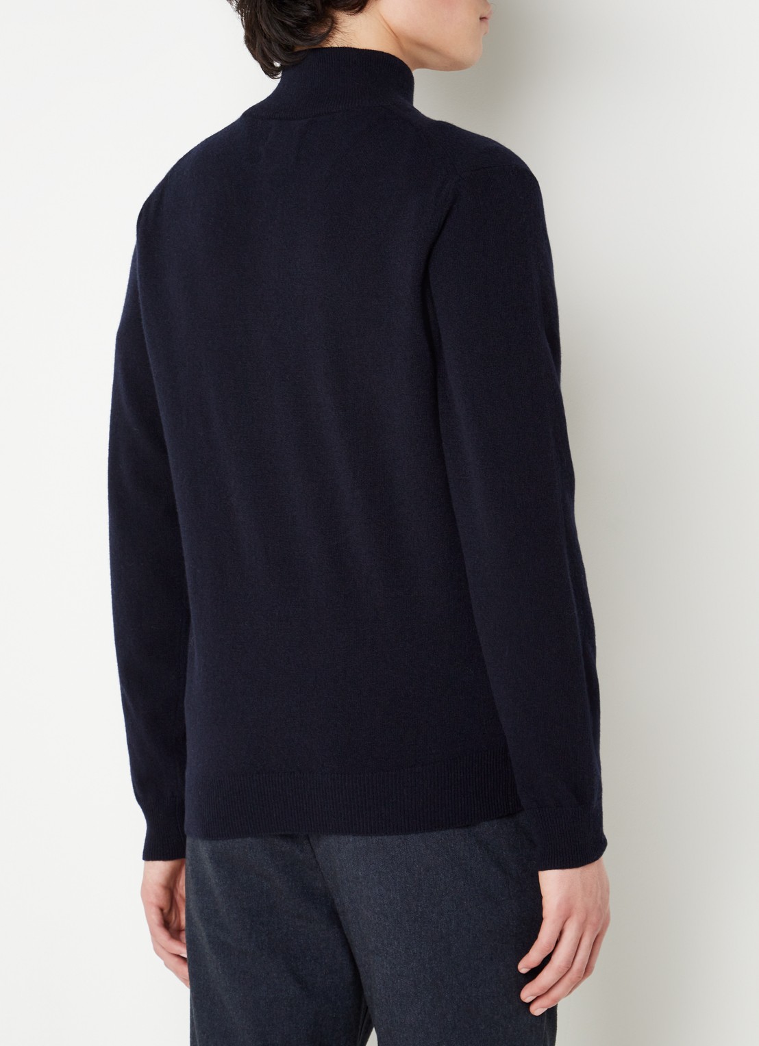 Gant Fijngebreide pullover van wol met halve rits - achterkant 4 donkerblauw