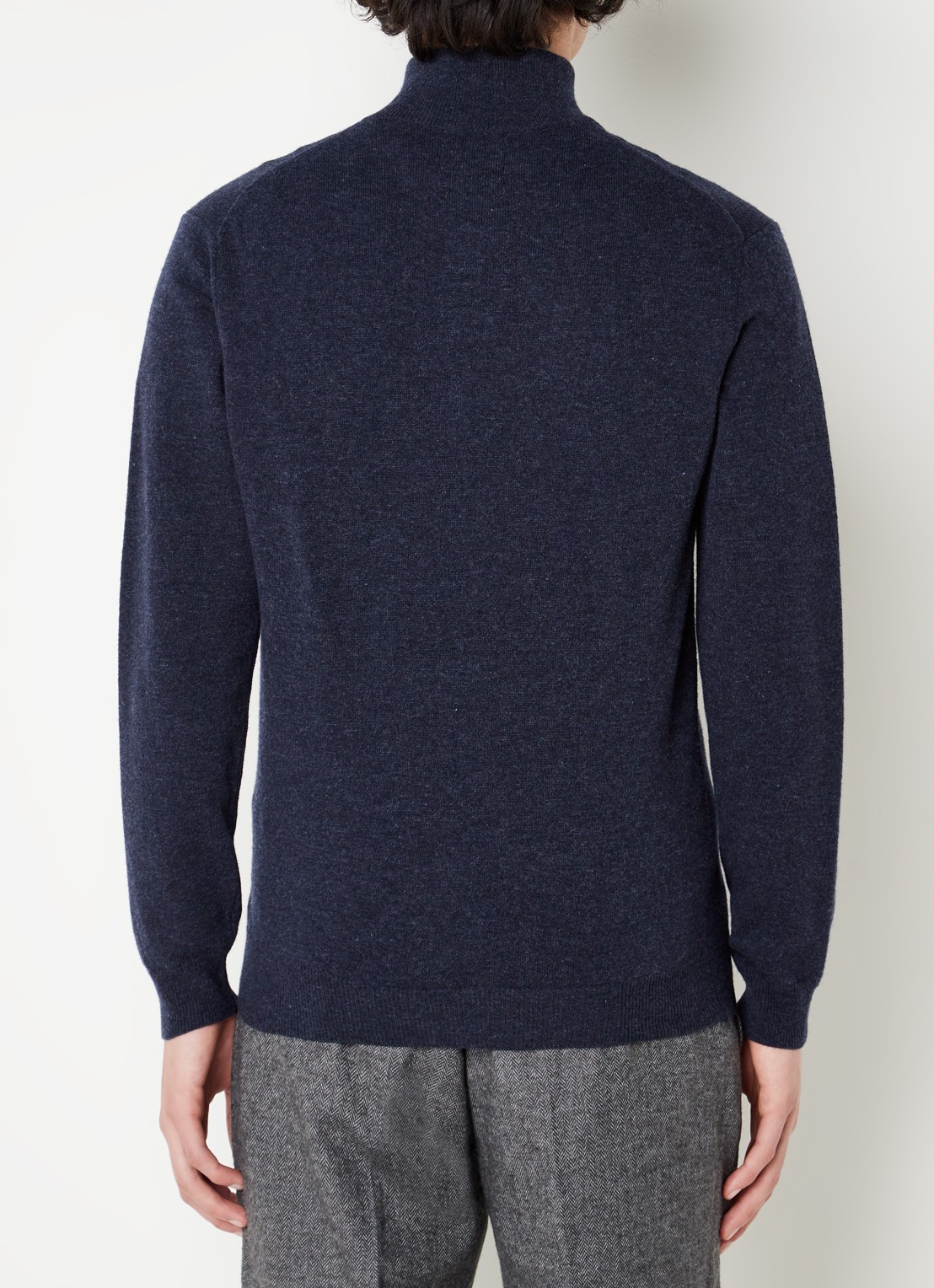 Gant Fijngebreide pullover van wol met halve rits - achterkant 2 indigo