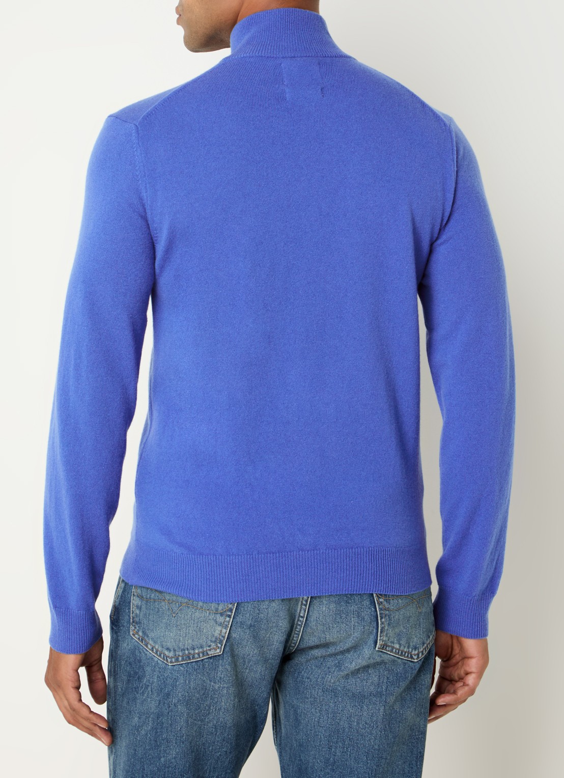 Gant Fijngebreide pullover van wol met halve rits - achterkant 4 royalblauw