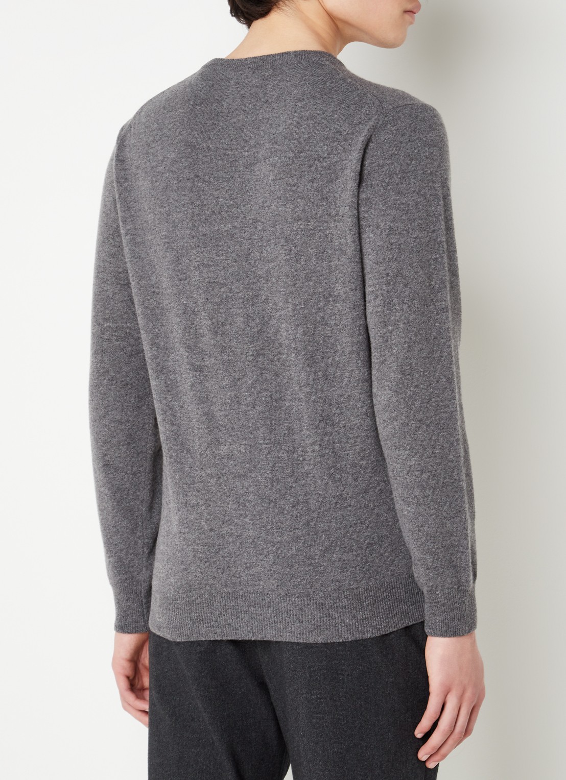Gant Fijngebreide pullover van wol met logoborduring - achterkant 2 donkergrijs