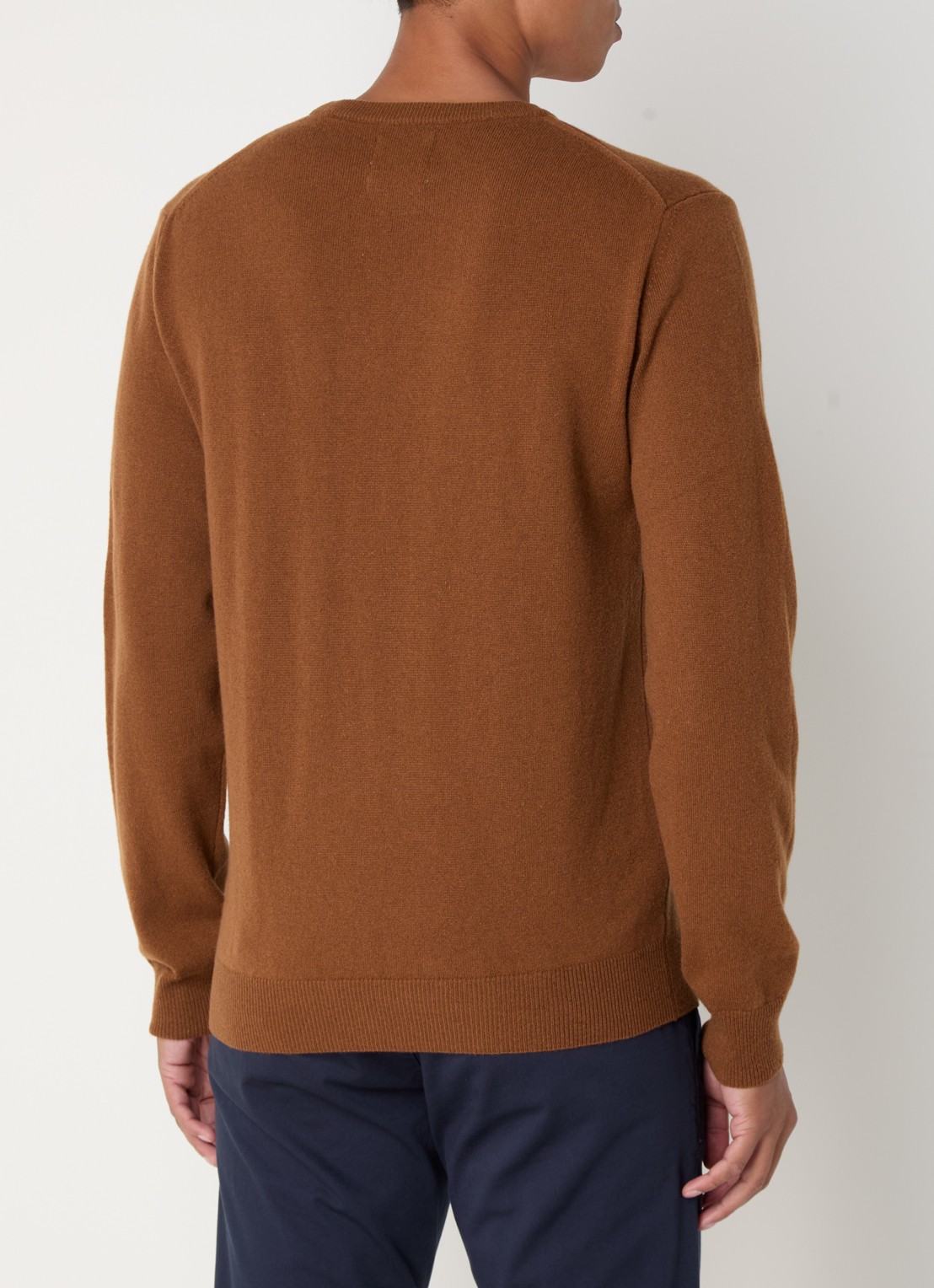 Gant Fijngebreide pullover van wol met logoborduring - achterkant 2 chocoladebruin