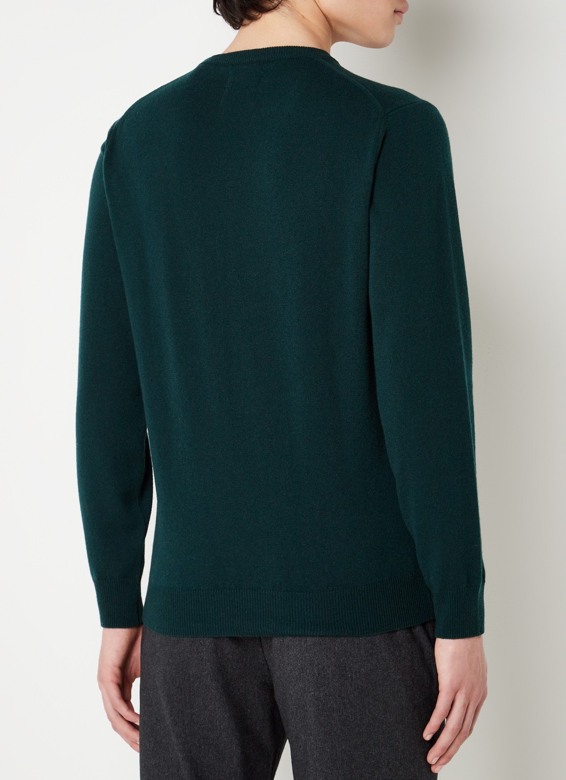 Gant Fijngebreide pullover van wol met logoborduring - achterkant 2 groen