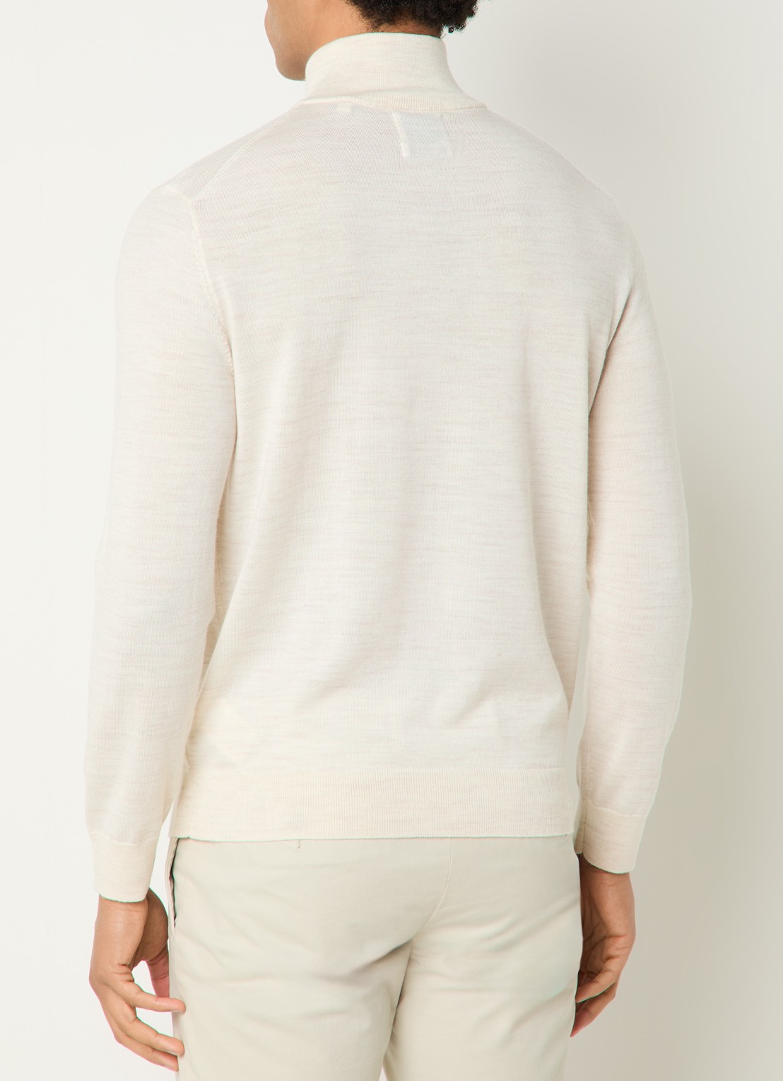 Gant Fijngebreide trui in merino wol met halve rits - achterkant creme