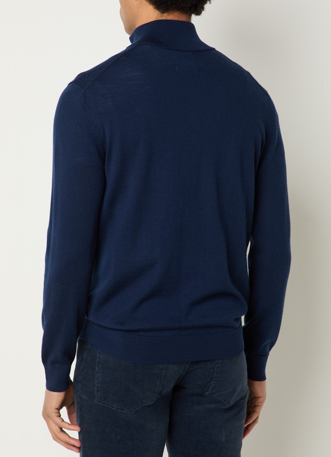 Gant Fijngebreide trui in merino wol met halve rits - achterkant 3 donkerblauw
