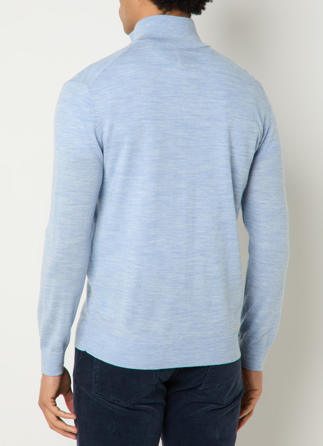 Gant Fijngebreide trui in merino wol met halve rits - achterkant blauwgrijs