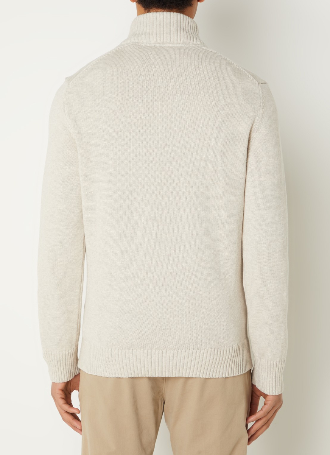 Gant Fijngebreide trui met halve rits en logo - achterkant 2 beige