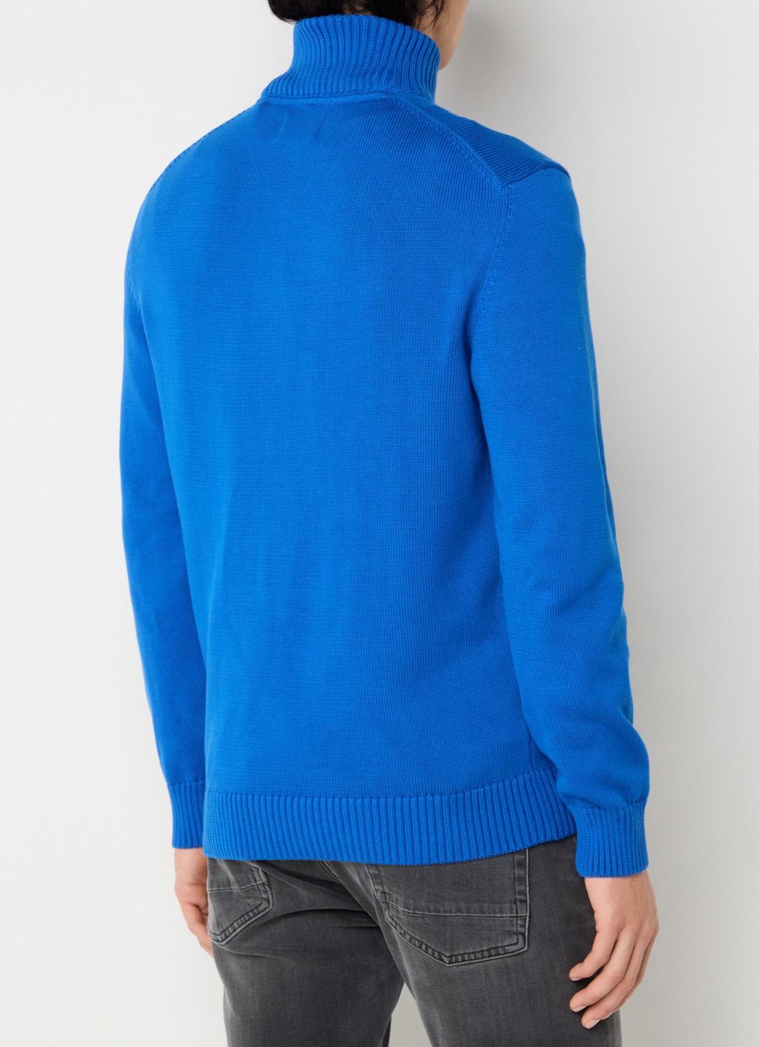 Gant Fijngebreide trui met halve rits en logo - achterkant donkerblauw