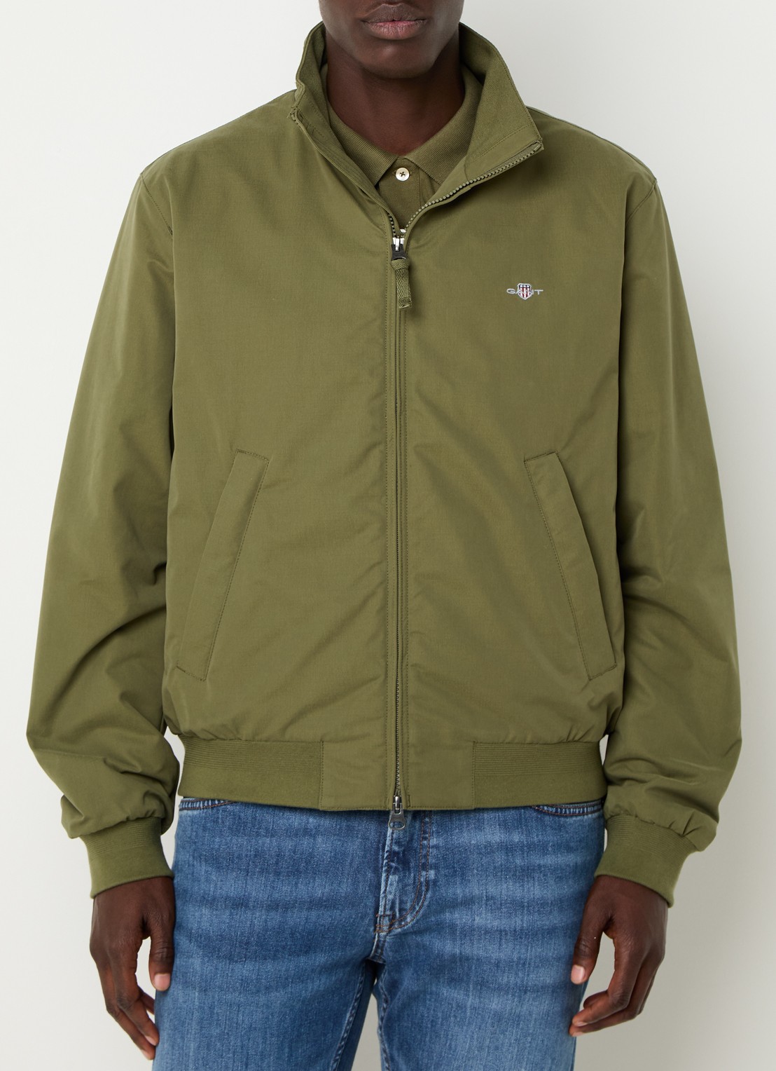 Gant Gewatteerd jack met logoborduring en ritszakken - detail 2 legergroen