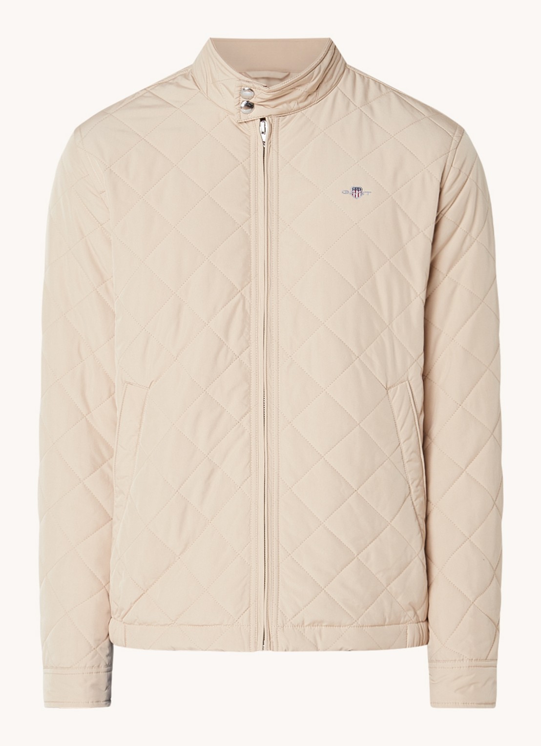 Gant Gewatteerd windjack met quilt patroon - voorkant donkerbeige