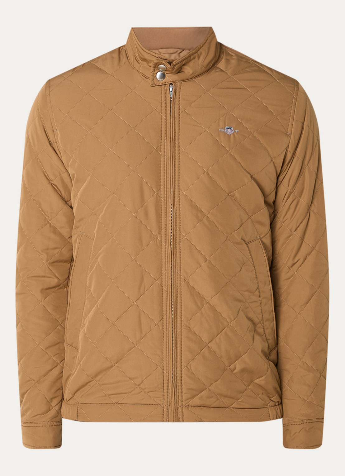 Gant Gewatteerd windjack met quilt patroon - voorkant 3 cognac