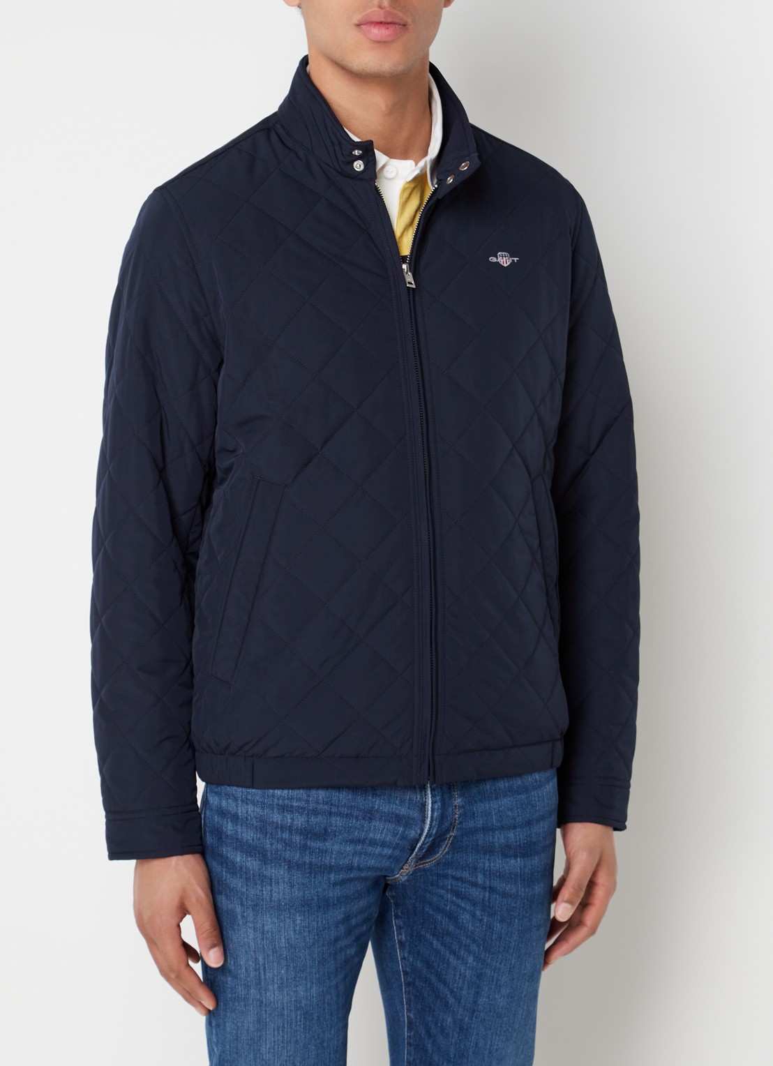 Gant Gewatteerd windjack met quilt patroon - detail 4 blauw