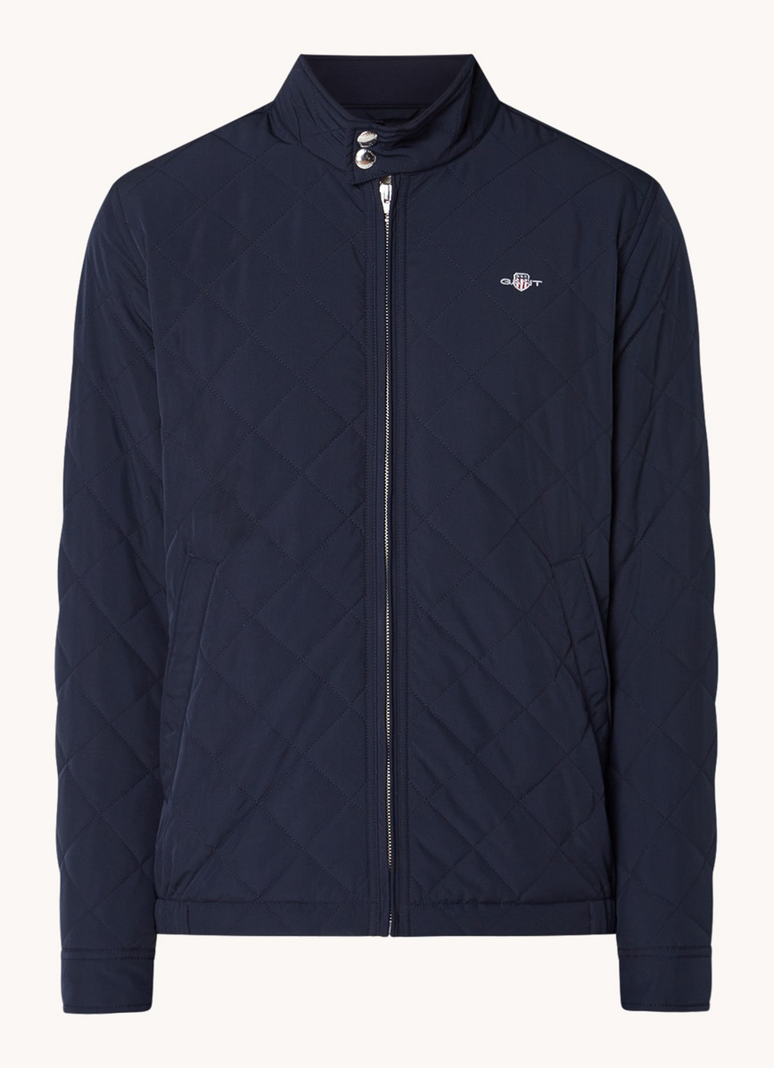 Gant Gewatteerd windjack met quilt patroon - voorkant blauw