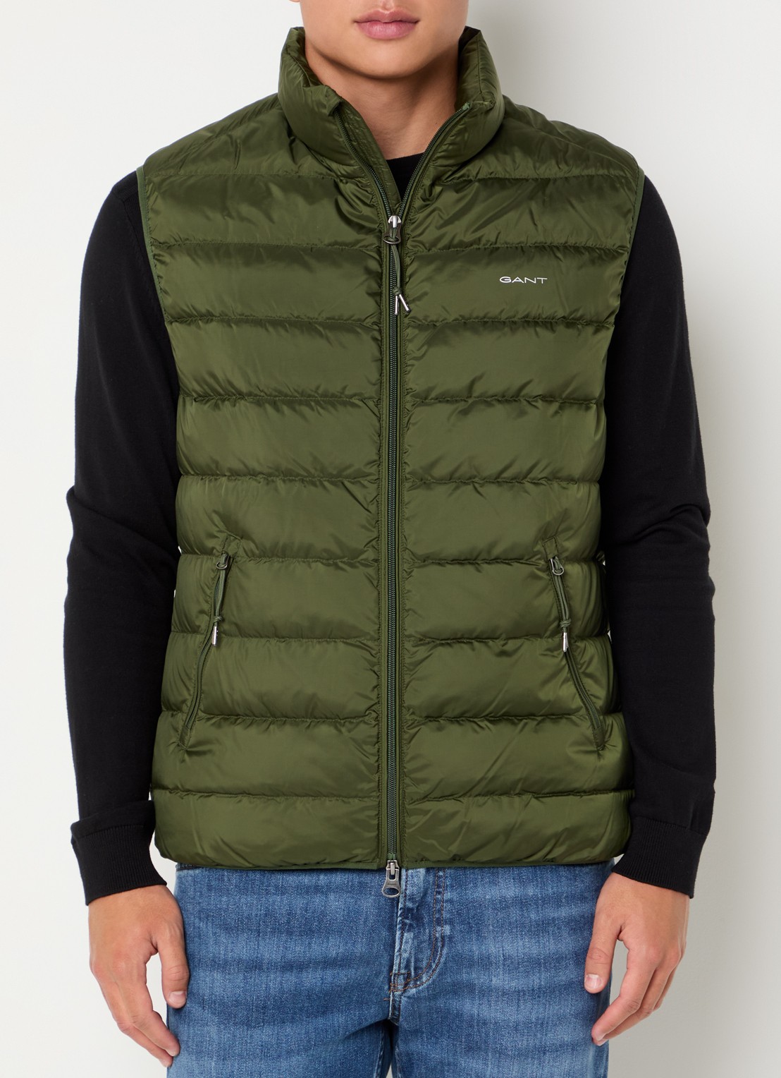 Gant Gewatteerde bodywarmer met ritszakken - detail groen