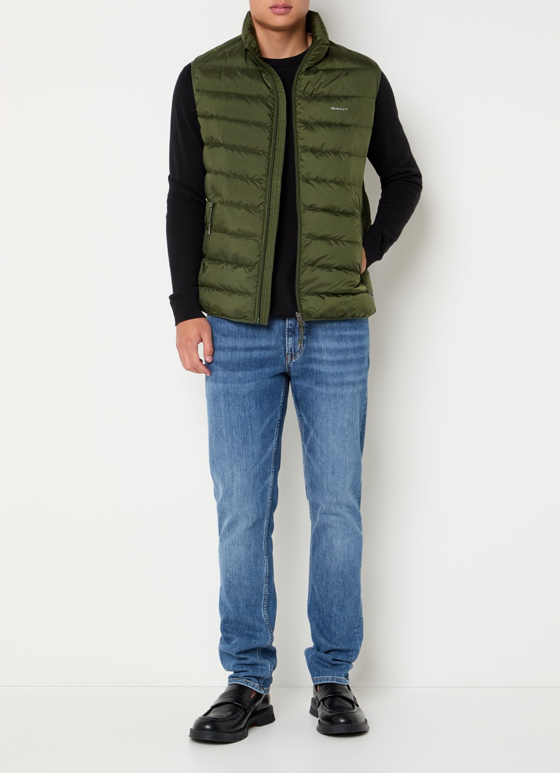 Gant Gewatteerde bodywarmer met ritszakken - voorkant 3 groen