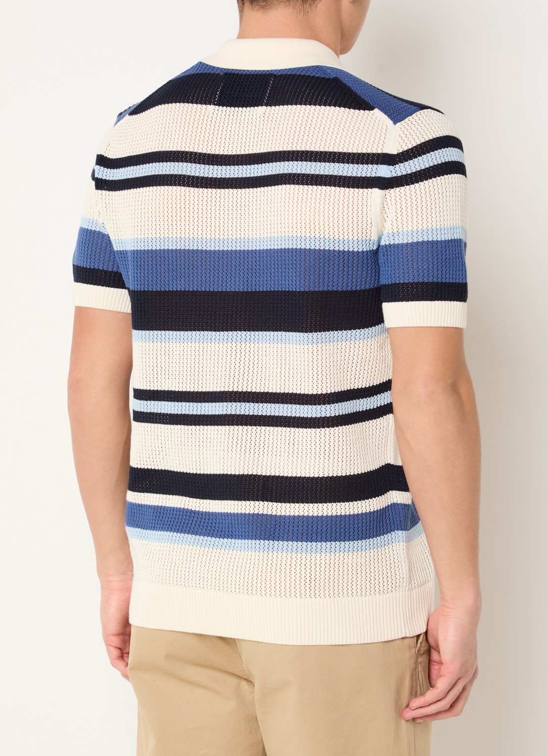 Gant Grofgebreid regular fit overhemd met streepprint - achterkant indigo