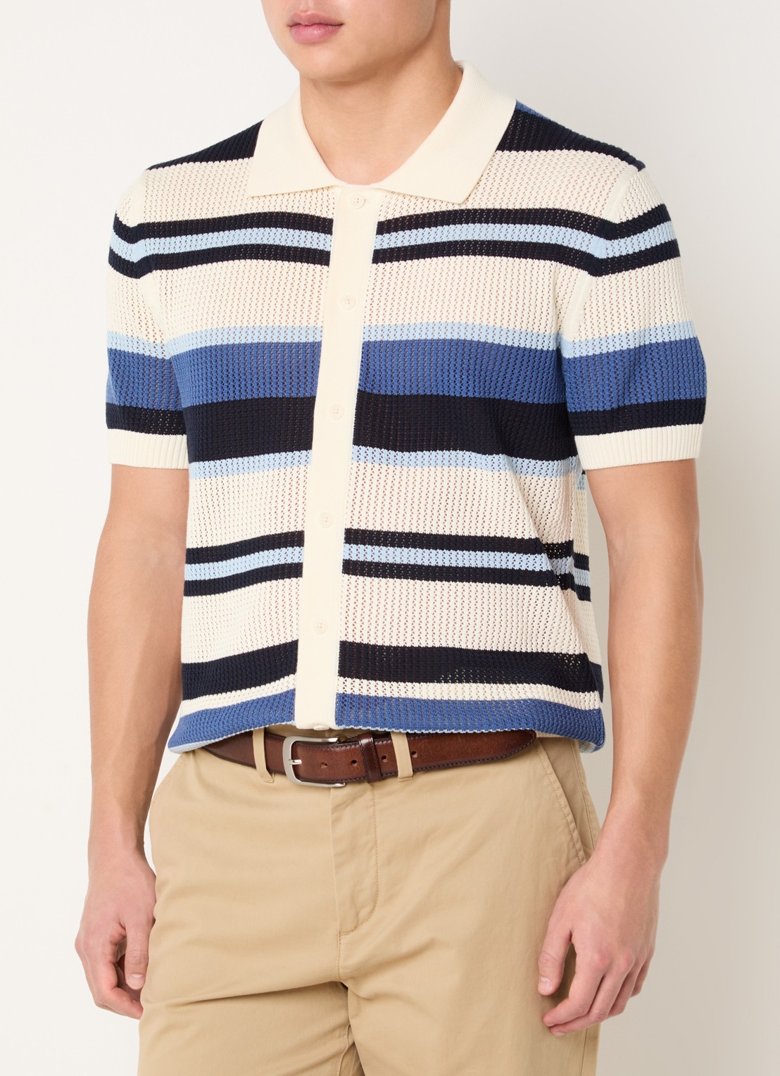 Gant Grofgebreid regular fit overhemd met streepprint - detail 2 indigo