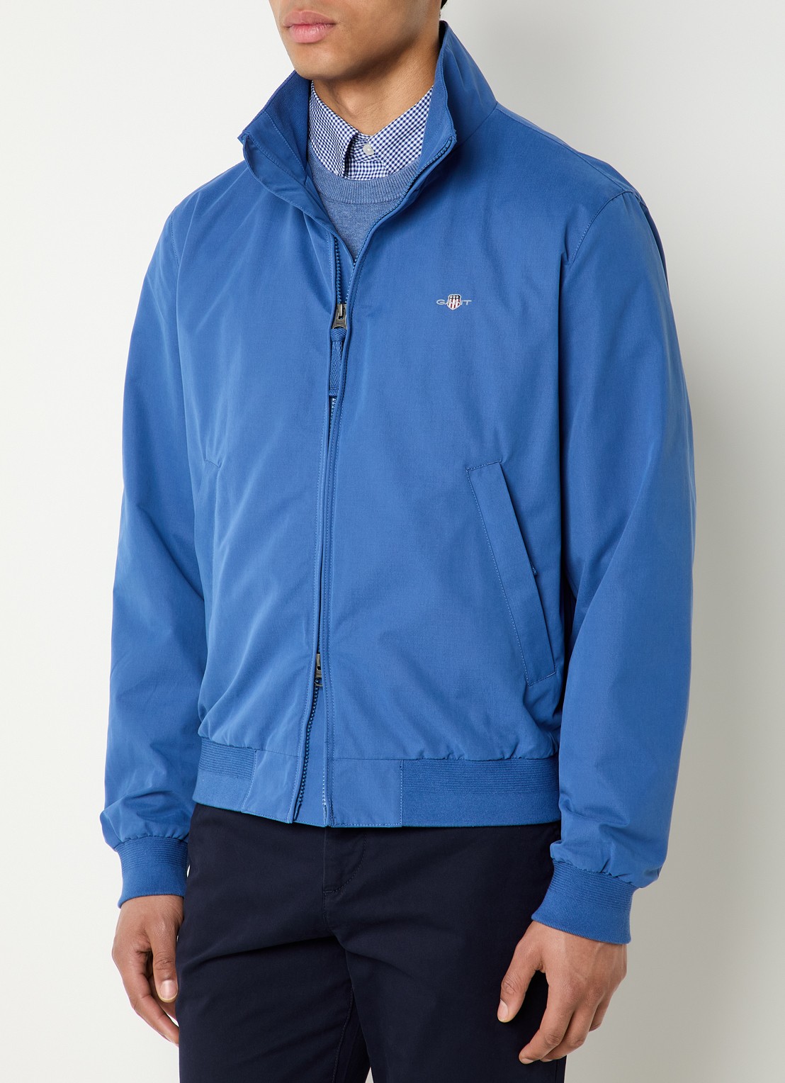 Gant Hampshire jack met logo en ritszakken - detail blauw