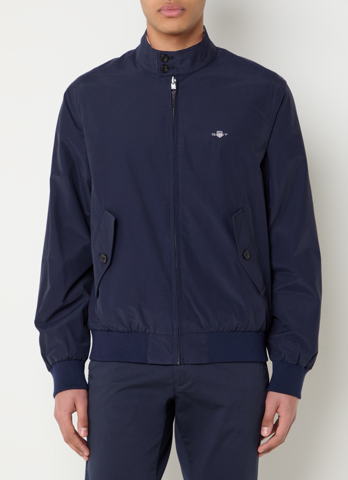Gant Harrington reversible jack met logoborduring - detail donkerblauw