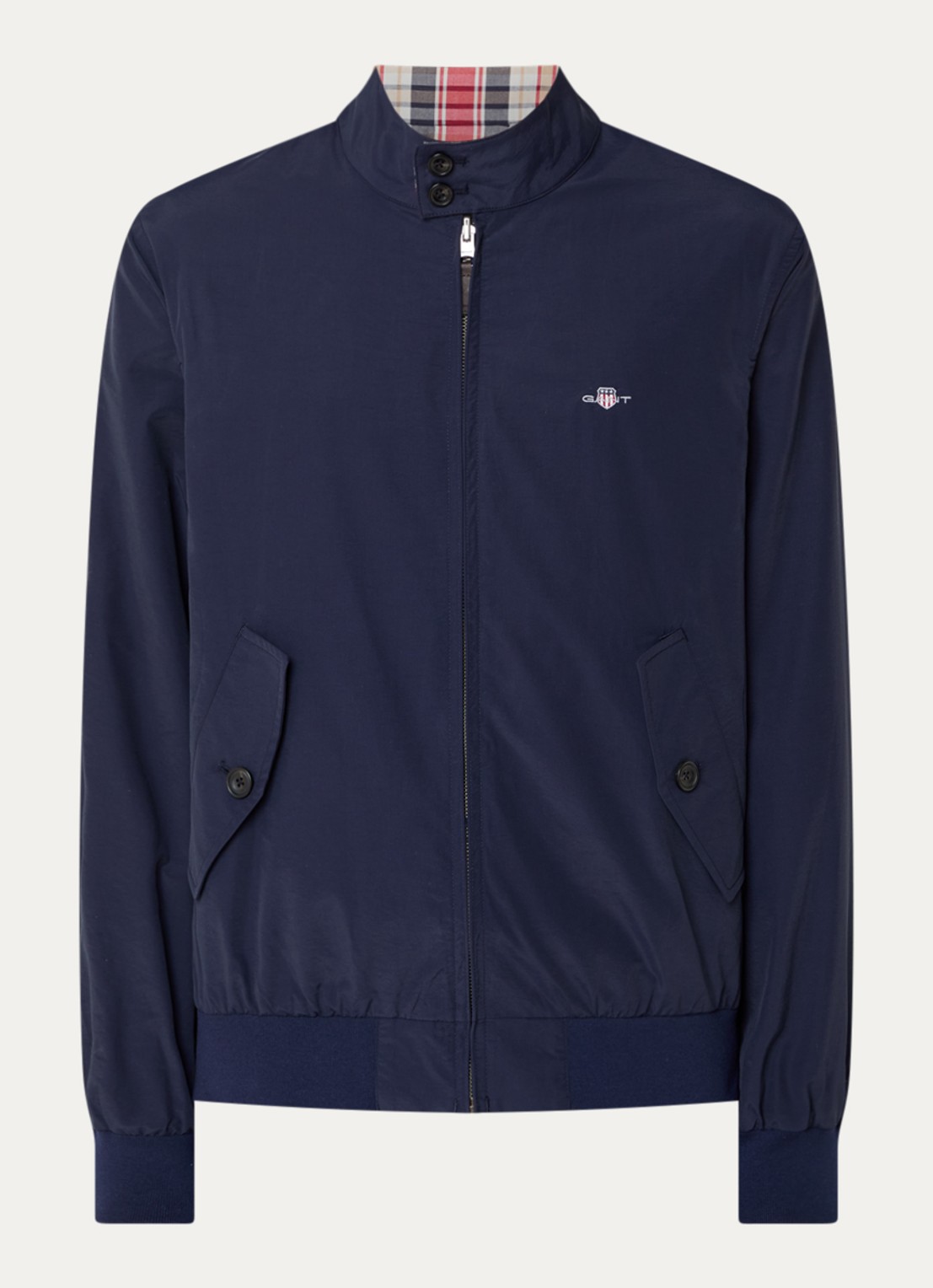 Gant Harrington reversible jack met logoborduring - voorkant 3 donkerblauw