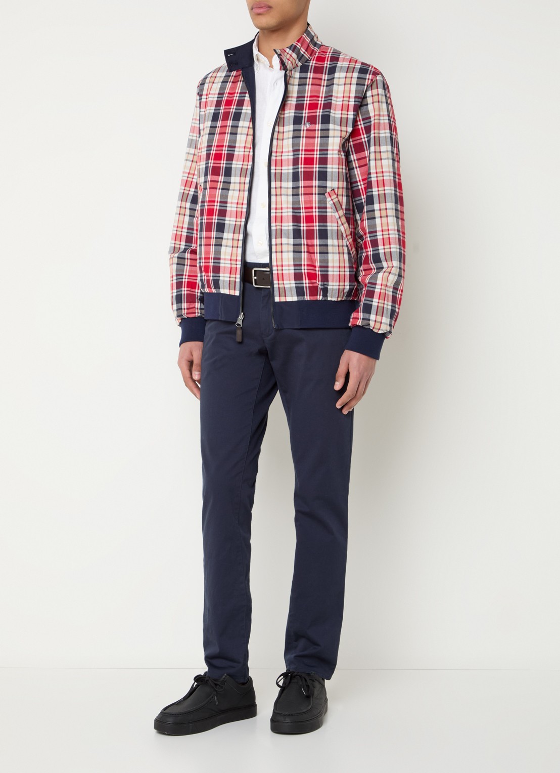Gant Harrington reversible jack met logoborduring - voorkant 4 donkerblauw