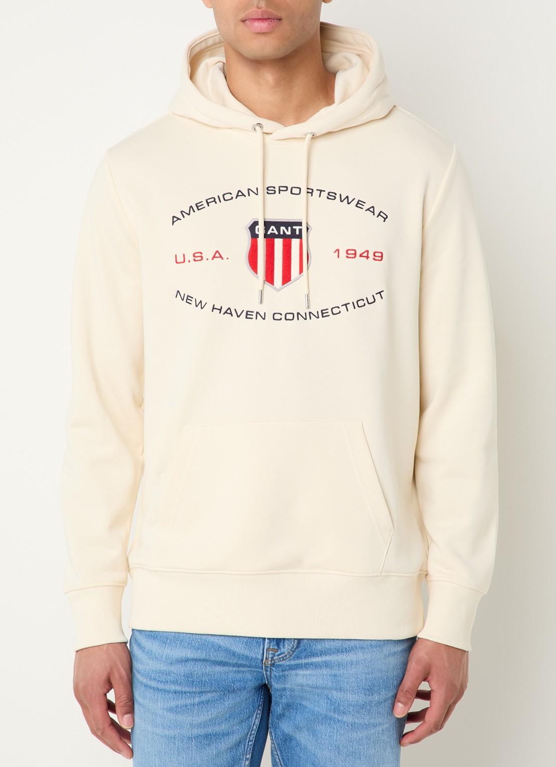Gant Hoodie met logoborduring - detail 4 creme