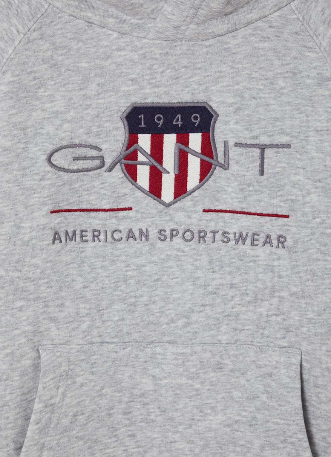Gant Hoodie met logoborduring  - detail 3 grijsmele