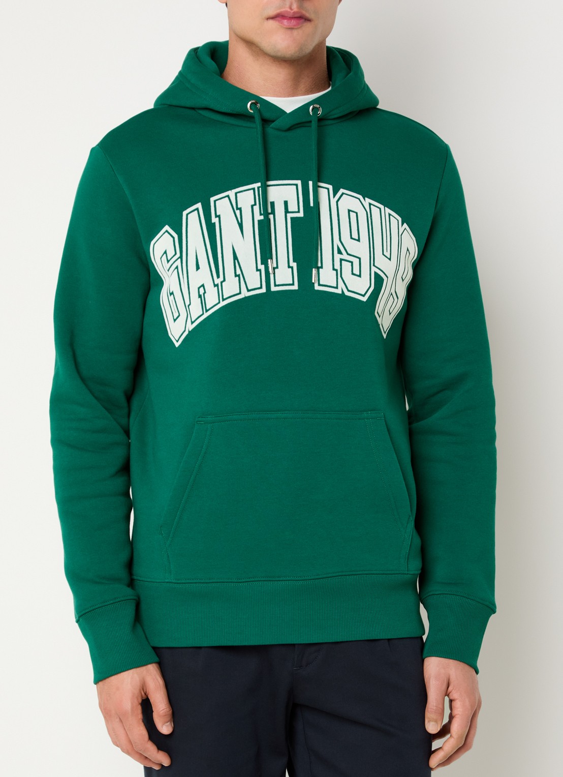 Gant Hoodie met logoprint - detail groen