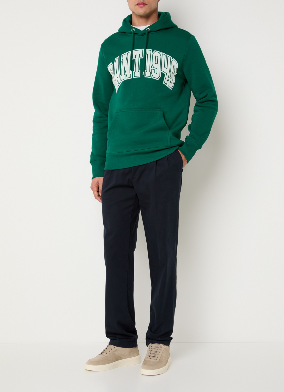 Gant Hoodie met logoprint - voorkant 4 groen