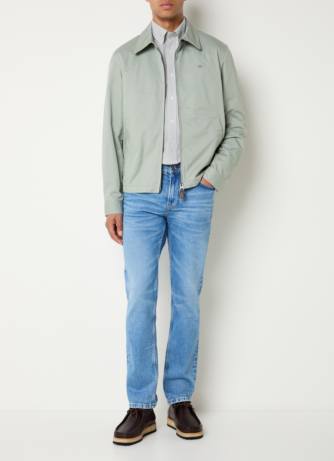Gant Jack met logo en steekzakken - voorkant 2 lindegroen