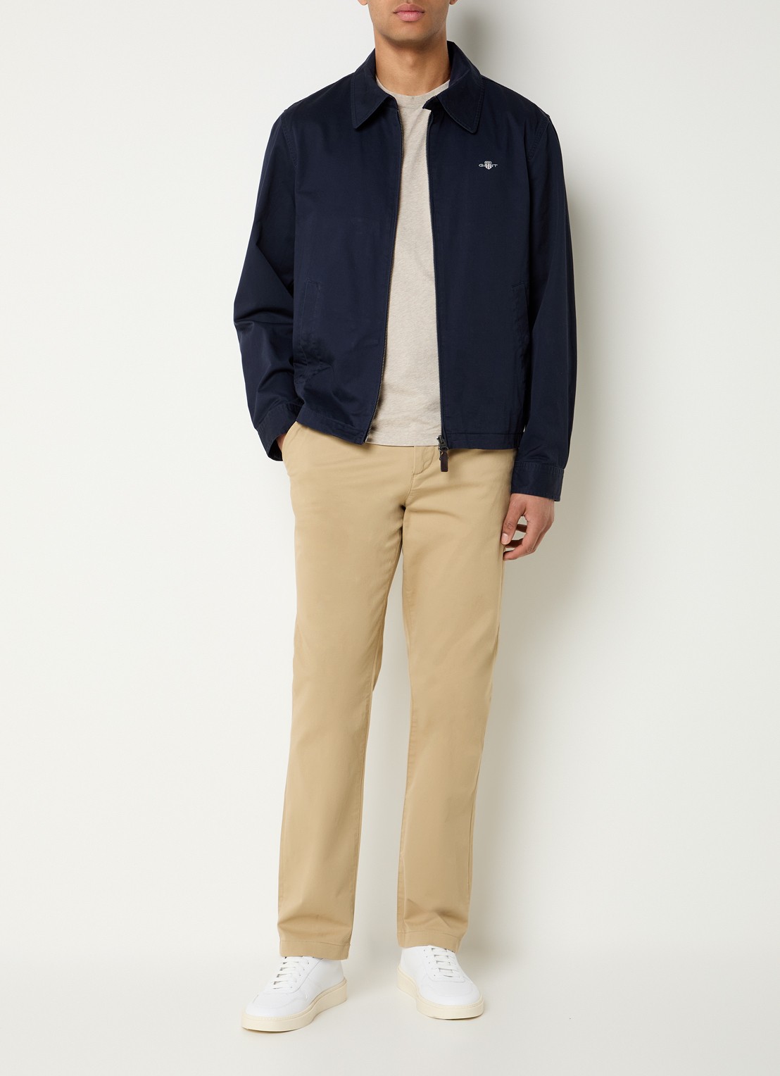 Gant Jack met logo en steekzakken - voorkant 4 donkerblauw