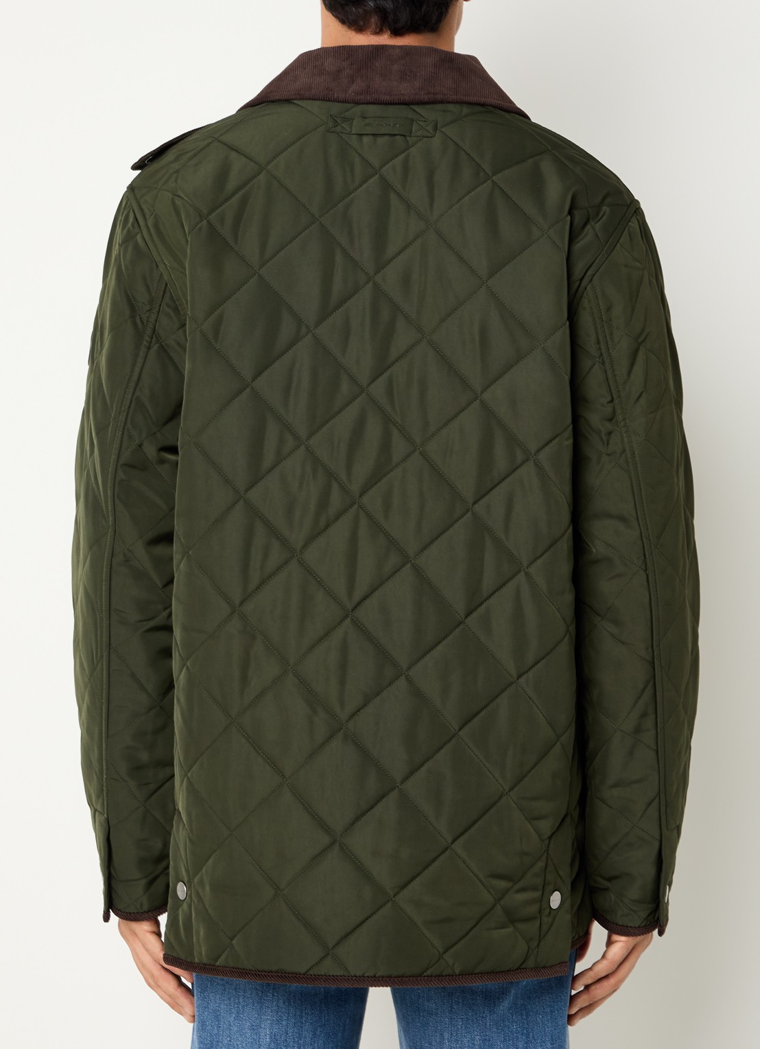 Gant Jack met quilt patroon en klepzakken - achterkant legergroen
