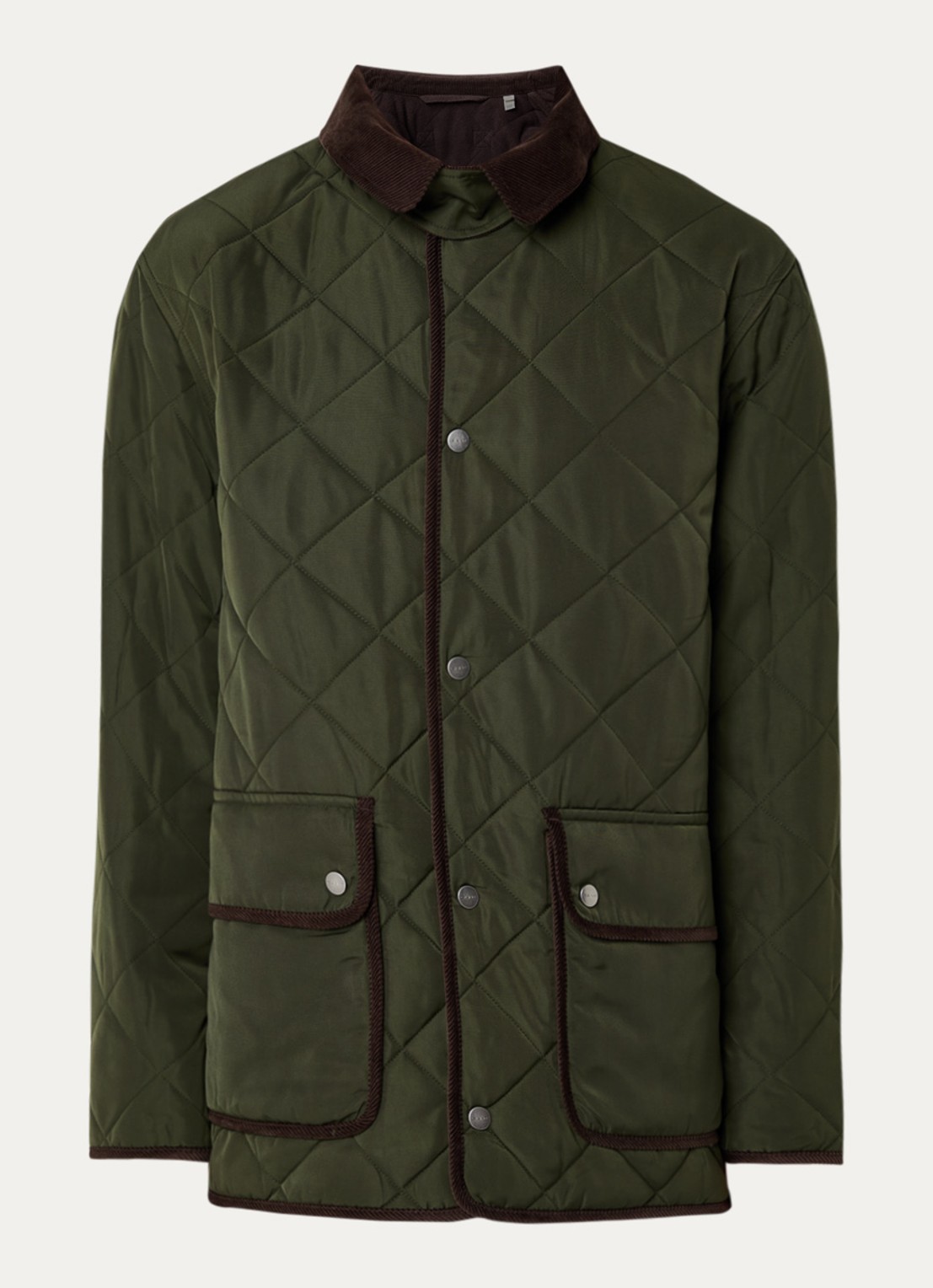 Gant Jack met quilt patroon en klepzakken - voorkant 2 legergroen