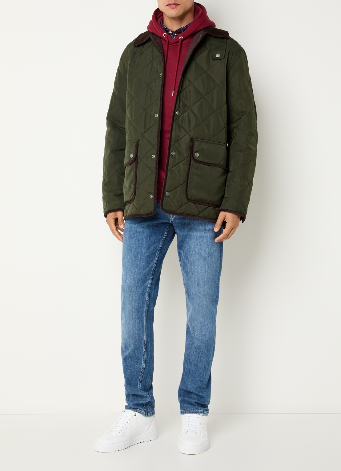 Gant Jack met quilt patroon en klepzakken - voorkant 3 legergroen