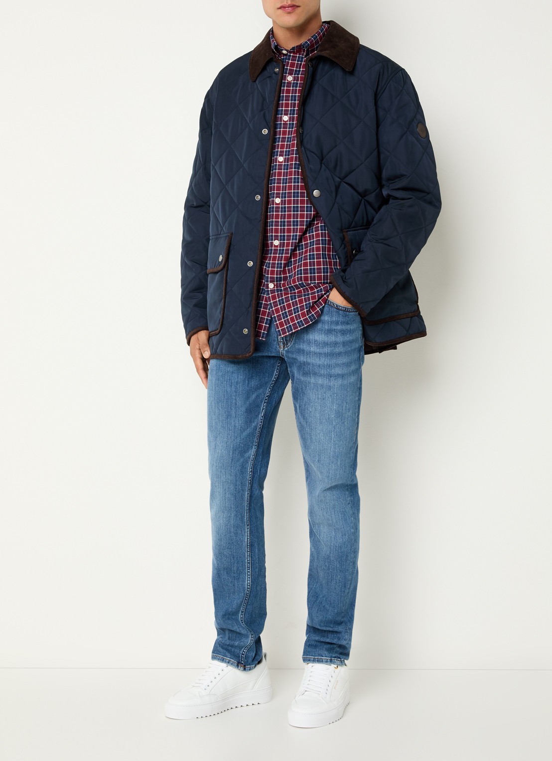 Gant Jack met quilt patroon en klepzakken - voorkant 2 donkerblauw